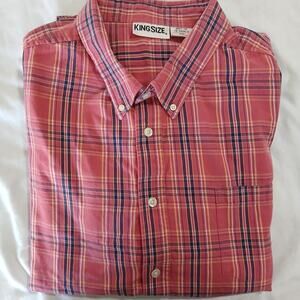 KING SIZE 100% cotton Short-Sleeve Plaid Sport Shirt 4XL Pink Plaid